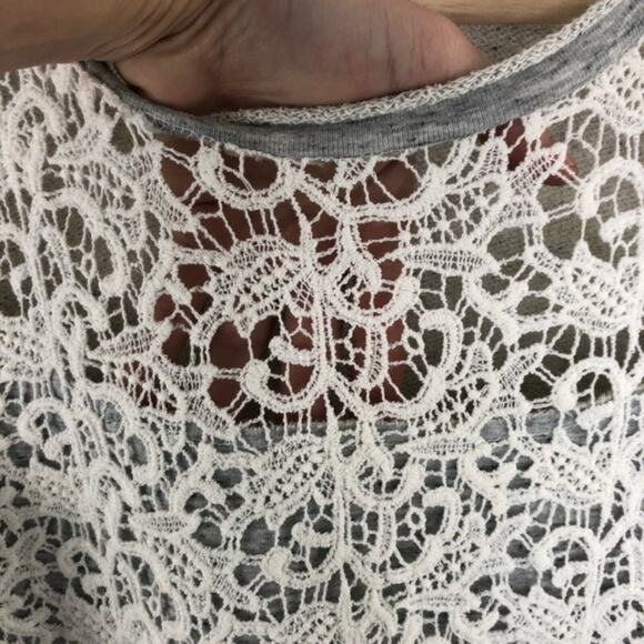 Sundance Lace Crochet Overlay Pullover Sweatshirt Size Medium - Picture 9 of 14